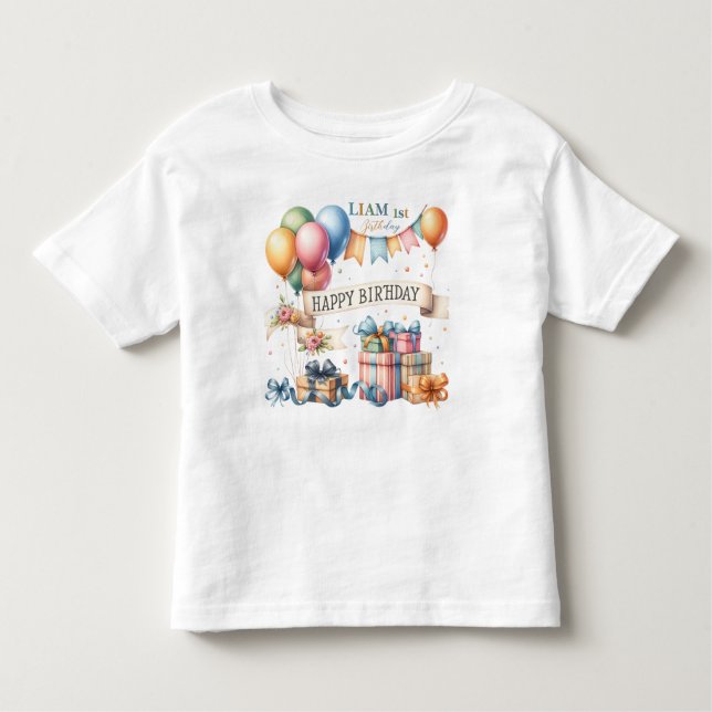Camiseta Infantil Teddy Bear Balões Crianças Foto Aniversário (Frente)