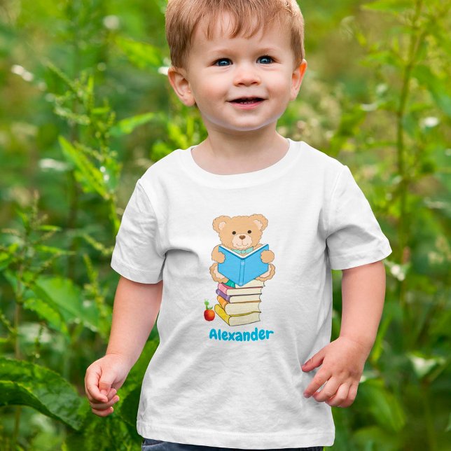 Camiseta Infantil Teddy Bear Reading His Books Personalized (Criador carregado)