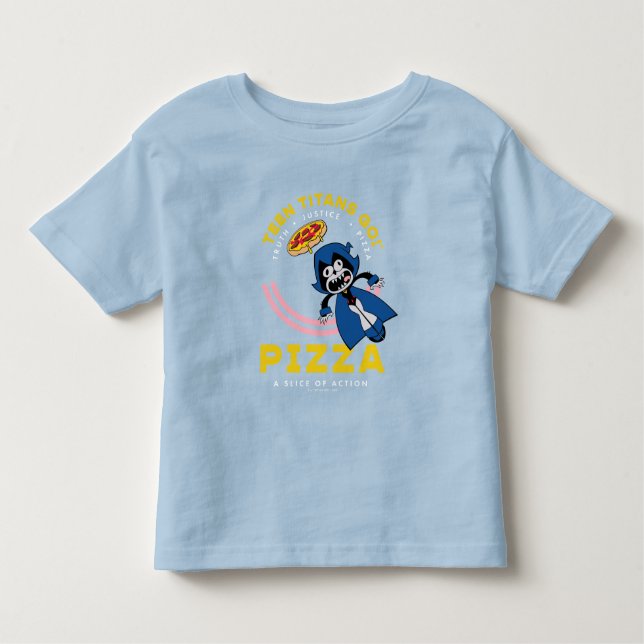 Camiseta Infantil Teen Titans Go! Raven "Truth Justice Pizza" (Frente)