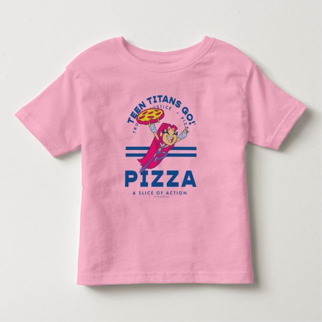 Camiseta Infantil Teen Titans Go! Starfire "Truth Justice Pizza" (Frente)