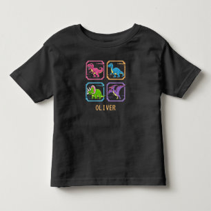 Camiseta Infantil Tela de Personagem de Dinossauro de Arcada dos Ano