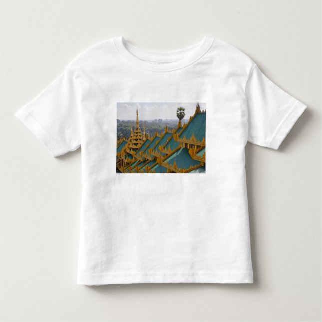 Camiseta Infantil Telhados de Shwedagon Pagoda, Rangum, Mianmar (Frente)