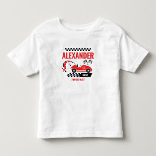 Camiseta Infantil Tema de aniversário de menino com dois carros de c