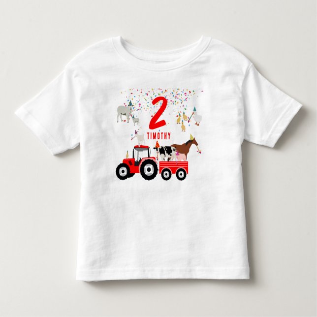Camiseta Infantil Tema de Festa de aniversário de Animais de Criação (Frente)