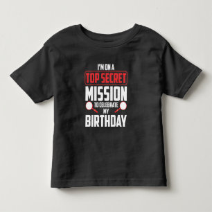 Camiseta Infantil Tema de Festa de aniversário de Espionagem Missão 