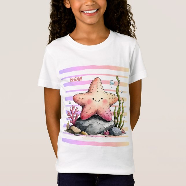 Camiseta Infantil Tema Oceano com Estrela-do-Mar C (Frente)