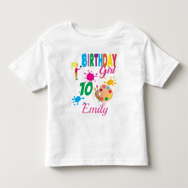 Camiseta Infantil Tema Personalizado do Crio de Arte de Aniversário  (Frente)