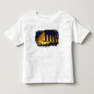 Camiseta Infantil Templo grego na noite com amarelos e laranjas
