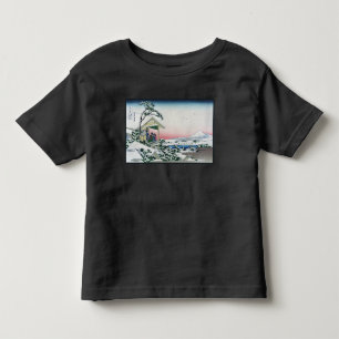 Camiseta Infantil Templo Honganji Vista do Monte Fuji Xilogravura Ja