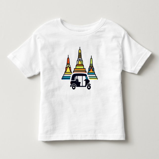 Camiseta Infantil Templos Tailandeses E Tuk Tuks (Frente)