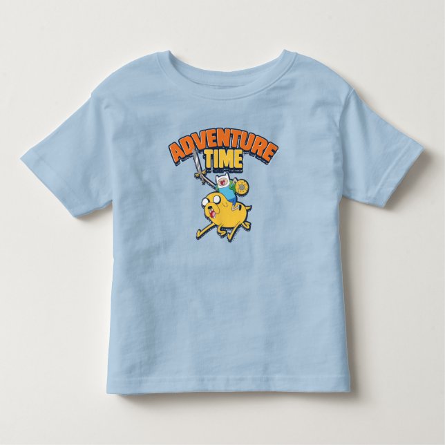 Camiseta Infantil Tempo de Aventura | Finn Riding Jake T-Shirt (Frente)