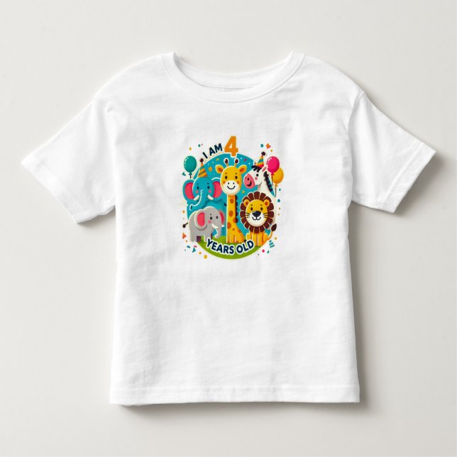 Camiseta Infantil Tenho quatro anos. (Frente)