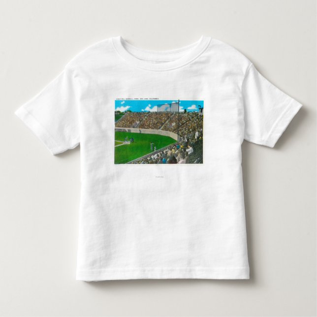 Camiseta Infantil Terceira linha baixa vista de basebol municipal (Frente)