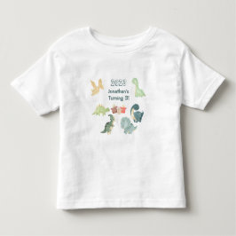Camiseta Infantil Terceiro Aniversário Dinossauro Fofo Aquarela