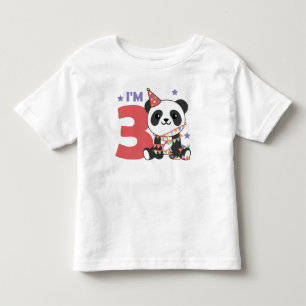 Camiseta Infantil Terceiro Aniversário Panda Para Crianças 3 Anos Cr