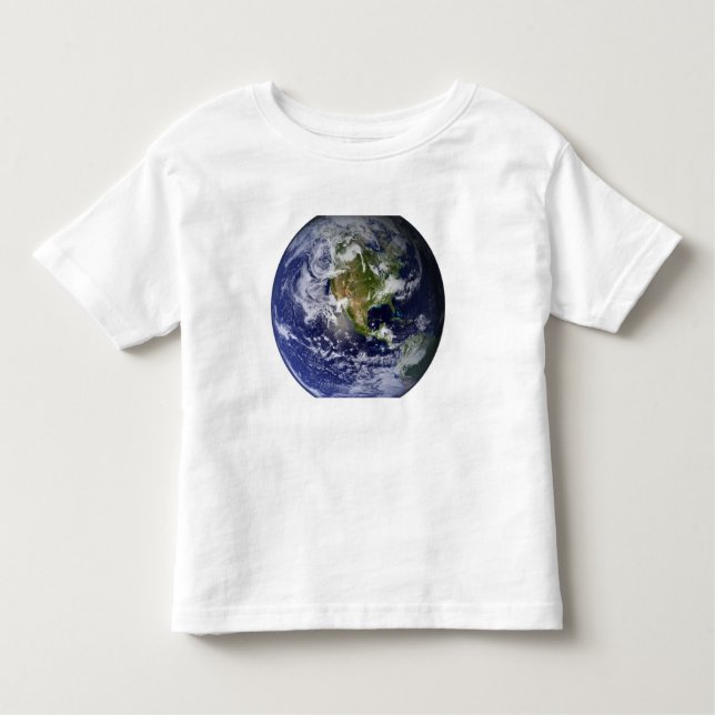 Camiseta Infantil Terra cheio mostrando a América do Norte (Frente)