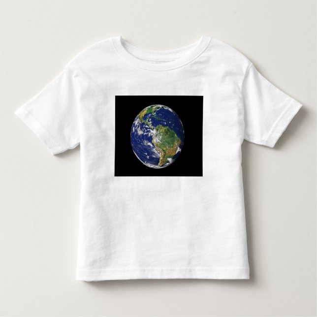 Camiseta Infantil Terra cheio mostrando a América do Sul (Frente)