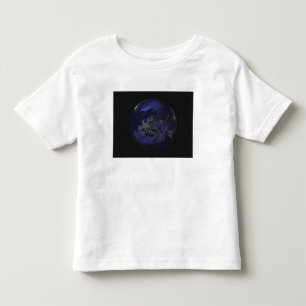 Camiseta Infantil Terra completa na noite que mostra as luzes 3 da