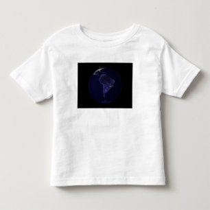 Camiseta Infantil Terra completa na noite que mostra as luzes 6 da