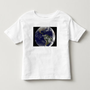 Camiseta Infantil Terra completa que mostra America do Norte e Amer