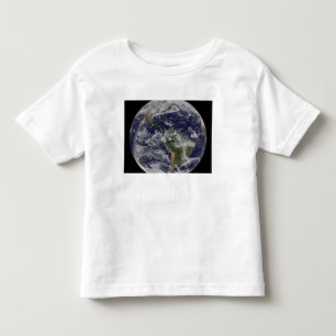 Camiseta Infantil Terra completa que mostra America do Norte e Amer