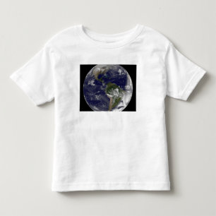 Camiseta Infantil Terra completa que mostra America do Norte e Amer