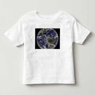 Camiseta Infantil Terra completa que mostra America do Norte e Amer