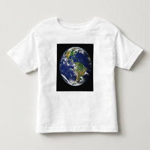 Camiseta Infantil Terra completa que mostra o hemisfério ocidental
