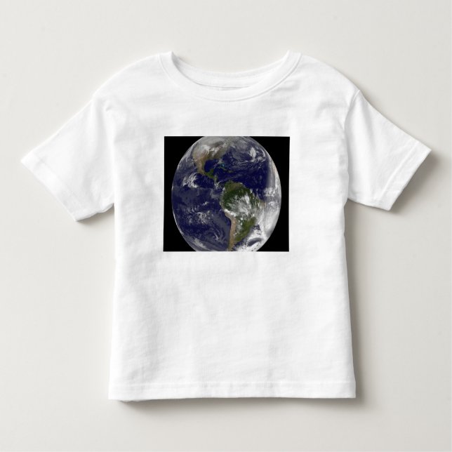 Camiseta Infantil Terra de cheio mostrando a América do Norte e o Su (Frente)
