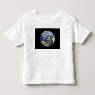Camiseta Infantil Terra inteiramente iluminada centrada em Europa