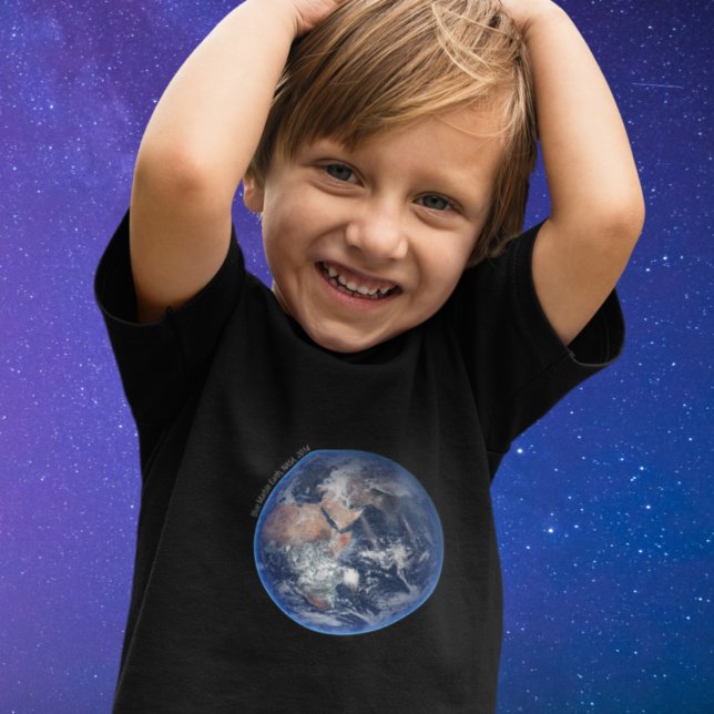 Camiseta Infantil Terra Marble Azul, Foto por Satélite 2014 (Criador carregado)