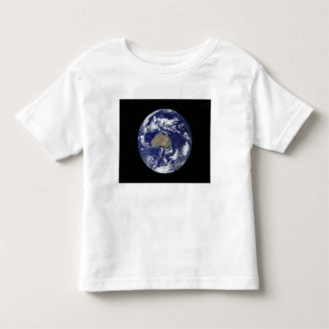 Camiseta Infantil Terra totalmente iluminada centrada na Austrália e (Frente)