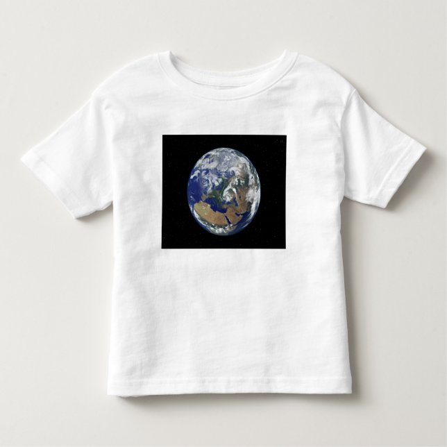 Camiseta Infantil Terra totalmente iluminada centrada na Europa (Frente)