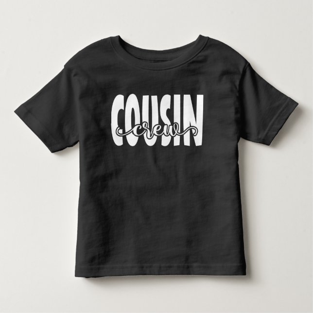 Camiseta Infantil Texto Branco da Reunião da Família Cousin Crew (Frente)