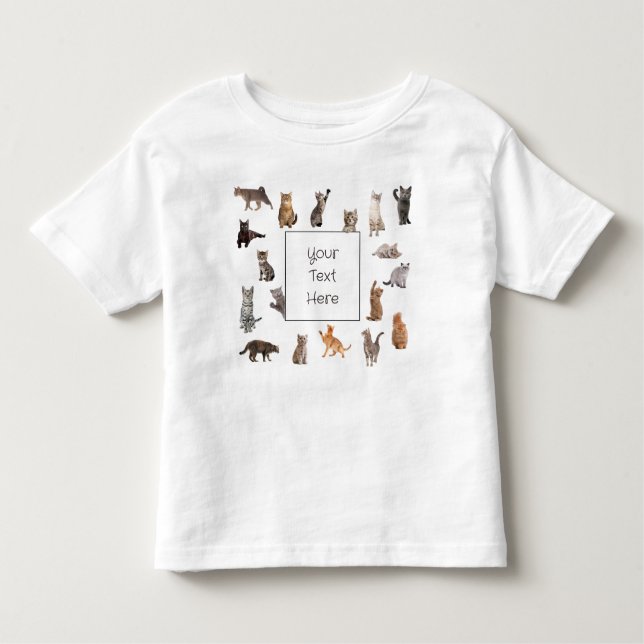 Camiseta Infantil Texto Personalizado Adorável para Gatos de Vários  (Frente)