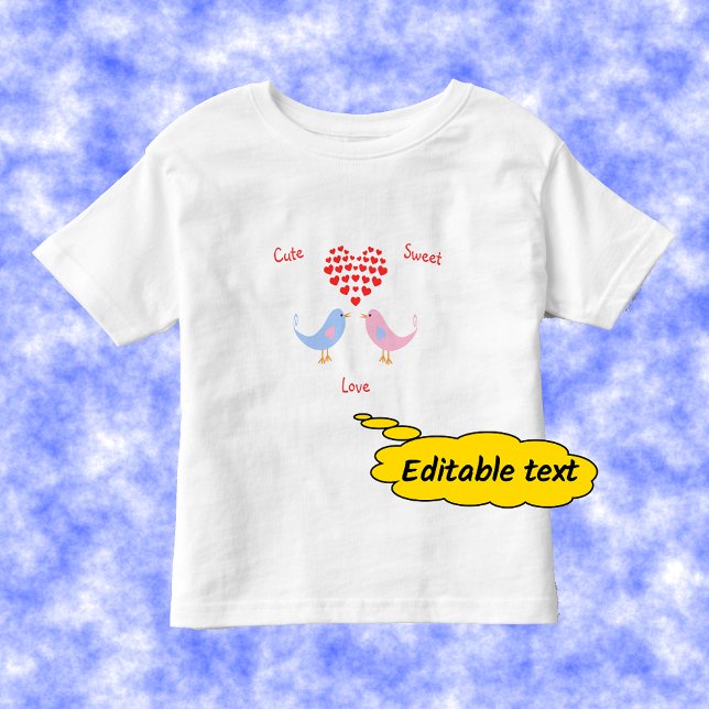 Camiseta Infantil Texto personalizado de pássaros doces e bonitos (Criador carregado)