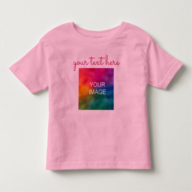 Camiseta Infantil Texto Personalizado de Script de Mão Carregar Foto (Frente)