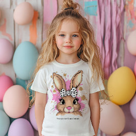 Camiseta Infantil Texto Personalizado do Arco Coquette Bunny Girl