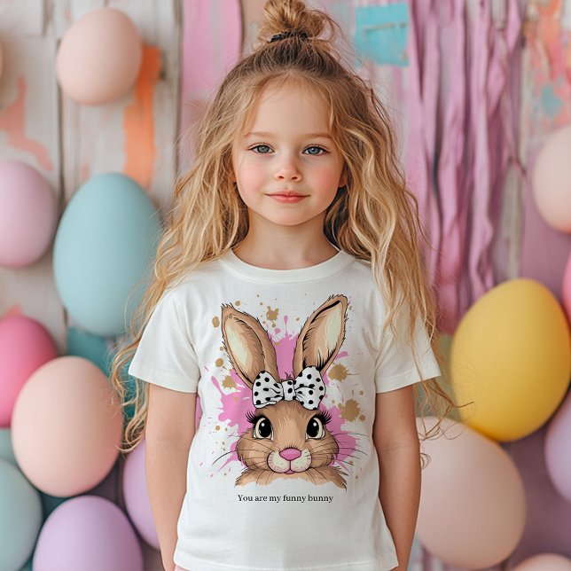 Camiseta Infantil Texto Personalizado do Arco Coquette Bunny Girl (Criador carregado)