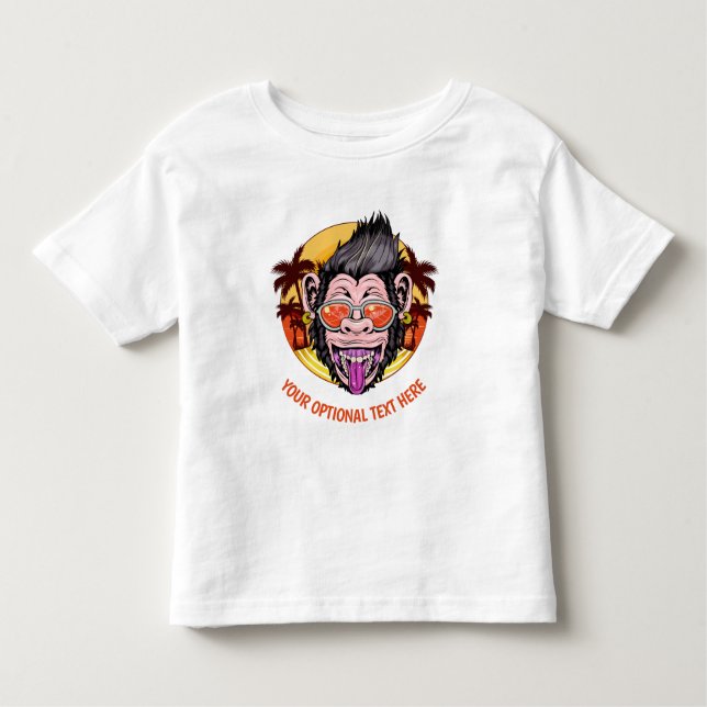 Camiseta Infantil Texto personalizado Roupa de macaco de praia (Frente)