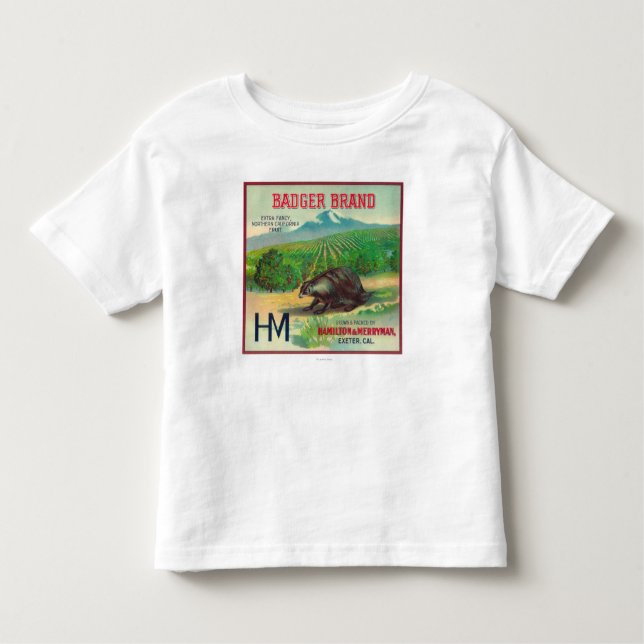Camiseta Infantil Texugo LabelExeter alaranjado, CA (Frente)