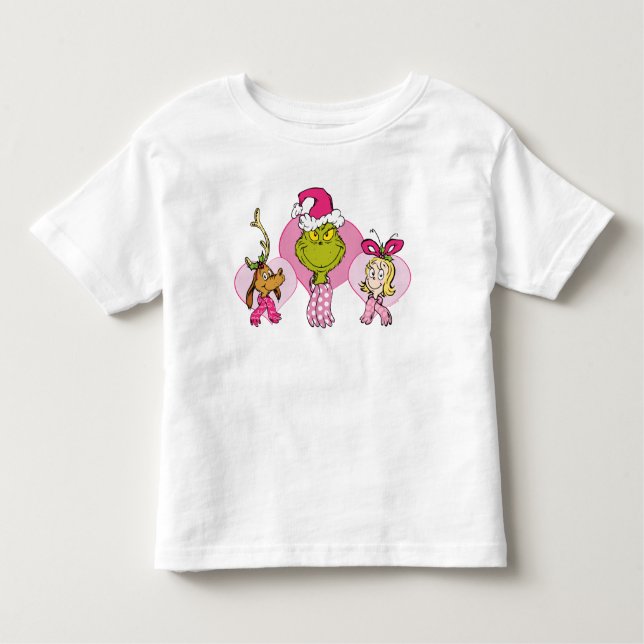 Camiseta Infantil The Grinch Crew in Pink Valentine's Portrait (Frente)