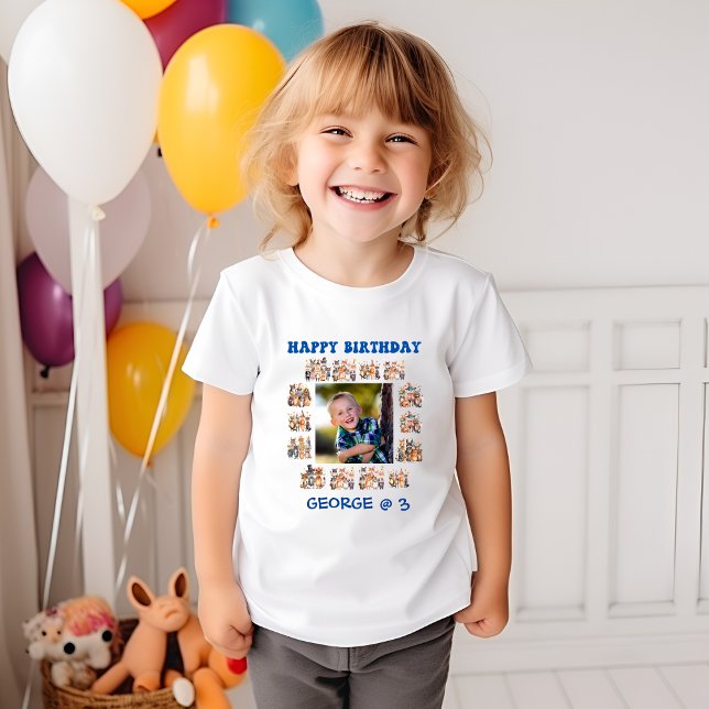 Camiseta Infantil Theme Birthday do Tema de Animais da Festa Toddler (Criador carregado)