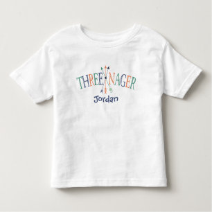 Camiseta Infantil "Threenager" Personalizado de 3 anos