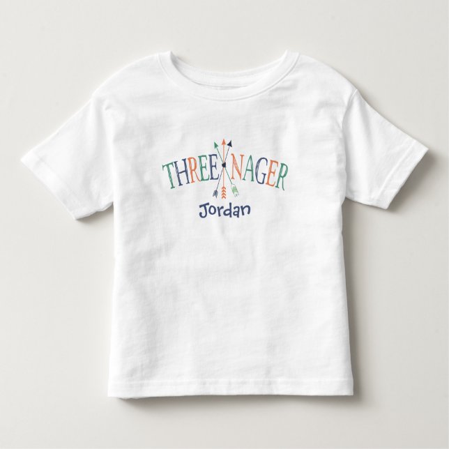 Camiseta Infantil "Threenager" Personalizado de 3 anos (Frente)