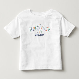 Camiseta Infantil "Threenager" personalizou os anos de idade 3