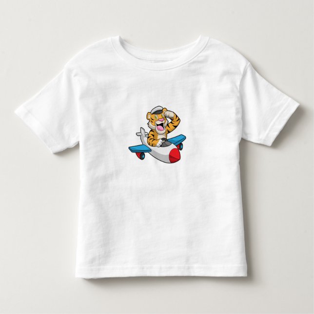 Camiseta Infantil Tiger como piloto no avião (Frente)