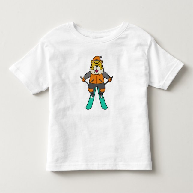 Camiseta Infantil Tiger Skier Ski (Frente)