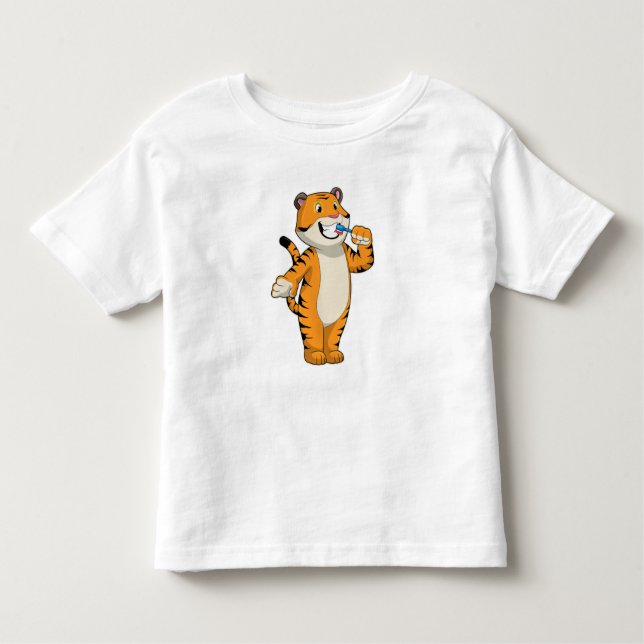 Camiseta Infantil Tigre com escova de dentes (Frente)