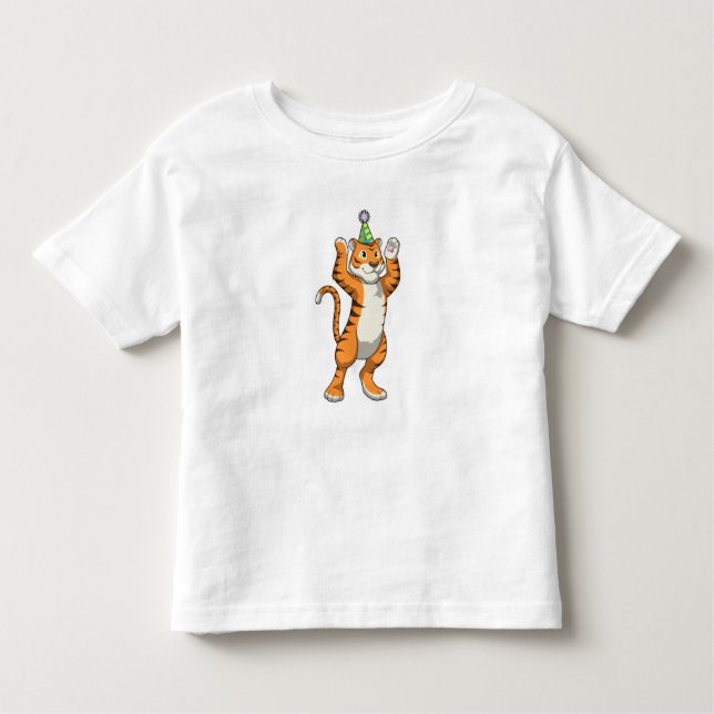 Camiseta Infantil Tigre com o Partido do Chapéu (Frente)